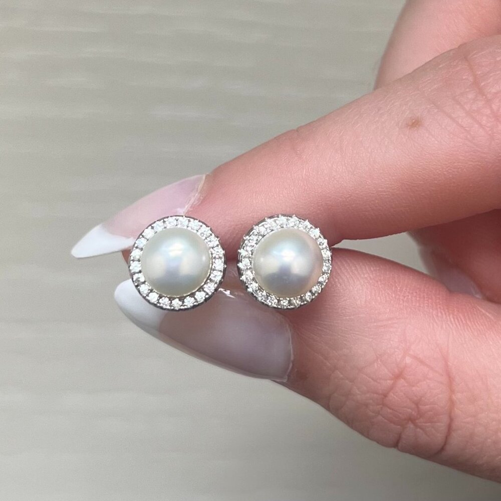 COPY - Helzberg Diamonds Pearl Sterling Silver Stud Earrings. Silver Pearl Ring